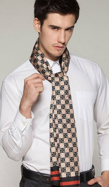 Business Silk Scarf Men, Long Silk Scarf for Men, Silk Scarf For Suit, High Quality Silk Necktie, British Style Long Scarf, Luxury Silk Neck Scarf, Mens Spring Autumn Scarf, Formal Wear Silk Scarf-Silvia Home Craft