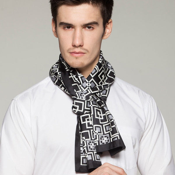 Silk Scarf For Suit, High Quality Silk Necktie, British Style Long Scarf, Business Silk Scarf Men, Long Silk Scarf for Men, Luxury Silk Neck Scarf, Mens Spring Autumn Scarf, Formal Wear Silk Scarf-Silvia Home Craft