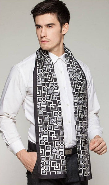 Silk Scarf For Suit, High Quality Silk Necktie, British Style Long Scarf, Business Silk Scarf Men, Long Silk Scarf for Men, Luxury Silk Neck Scarf, Mens Spring Autumn Scarf, Formal Wear Silk Scarf-Silvia Home Craft