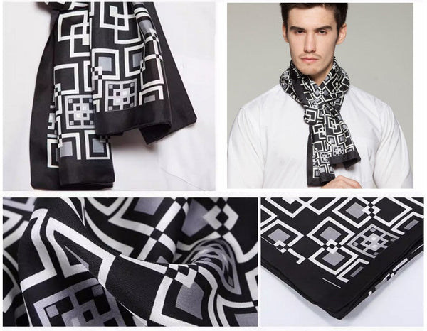 Silk Scarf For Suit, High Quality Silk Necktie, British Style Long Scarf, Business Silk Scarf Men, Long Silk Scarf for Men, Luxury Silk Neck Scarf, Mens Spring Autumn Scarf, Formal Wear Silk Scarf-Silvia Home Craft