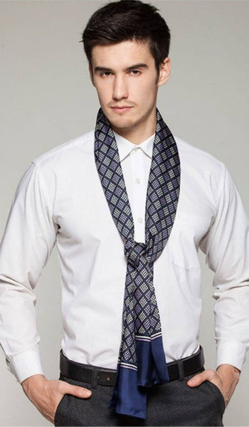 Mens Thin Silk Scarf, Business Silk Scarf Men, Silk Scarf For Suit, British Style Long Scarf, Luxury Silk Neck Scarf, Mens Spring Autumn Scarf, Formal Wear Silk Scarf-Silvia Home Craft