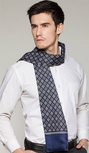 Mens Thin Silk Scarf, Business Silk Scarf Men, Silk Scarf For Suit, British Style Long Scarf, Luxury Silk Neck Scarf, Mens Spring Autumn Scarf, Formal Wear Silk Scarf-Silvia Home Craft