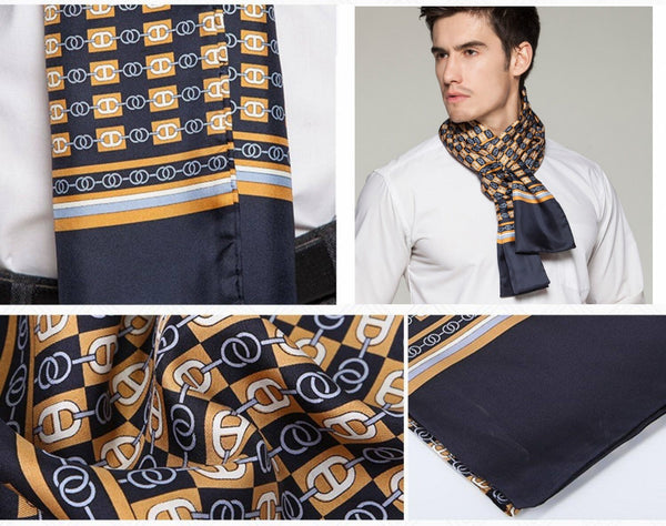 Formal Wear Silk Scarf, Mens Thin Silk Scarf, Mens Spring Autumn Scarf, Business Silk Scarf Men, Silk Scarf For Suit, British Style Long Scarf, Luxury Silk Neck Scarf-Silvia Home Craft