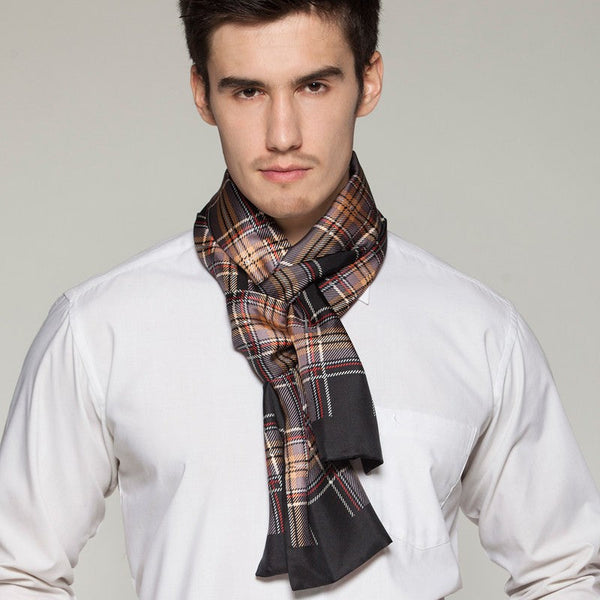British Style Long Scarf, Luxury Silk Neck Scarf, Formal Wear Silk Scarf, Mens Thin Silk Scarf, Mens Spring Autumn Scarf, Business Silk Scarf Men, Silk Scarf For Suit-Silvia Home Craft