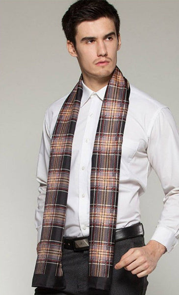 British Style Long Scarf, Luxury Silk Neck Scarf, Formal Wear Silk Scarf, Mens Thin Silk Scarf, Mens Spring Autumn Scarf, Business Silk Scarf Men, Silk Scarf For Suit-Silvia Home Craft