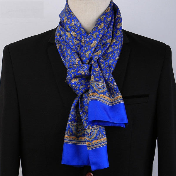 Luxury Silk Neck Scarf, Formal Wear Silk Scarf, British Style Long Scarf, Mens Thin Silk Scarf, Mens Spring Autumn Scarf, Business Silk Scarf Men, Silk Scarf For Suit-Silvia Home Craft