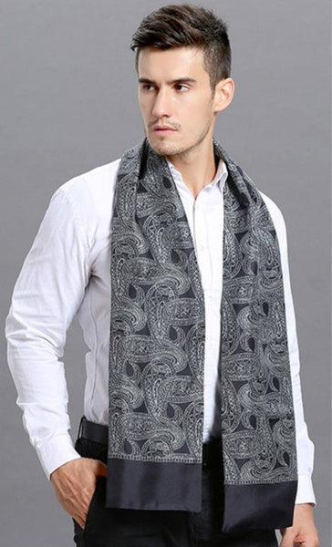 Formal Wear Silk Scarf, Silk Ascot For Men, Lightweight Silk Scarf Men, Silk Neckerchief For Business, Mens Dress Silk Scarf, Elegant Silk Scarf Mens, Skinny Silk Scarf Men-Silvia Home Craft