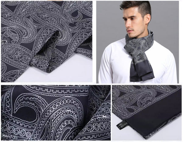 Formal Wear Silk Scarf, Silk Ascot For Men, Lightweight Silk Scarf Men, Silk Neckerchief For Business, Mens Dress Silk Scarf, Elegant Silk Scarf Mens, Skinny Silk Scarf Men-Silvia Home Craft