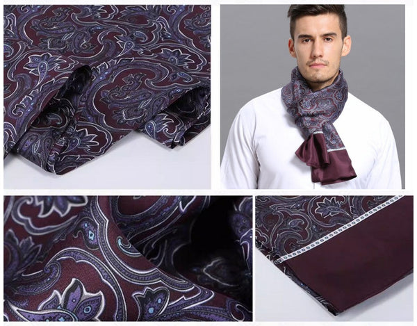 Lightweight Silk Scarf Men, Silk Neckerchief For Business, Formal Wear Silk Scarf, Silk Ascot For Men, Mens Dress Silk Scarf, Elegant Silk Scarf Mens, Skinny Silk Scarf Men-Silvia Home Craft