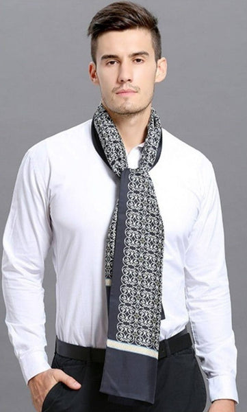 Elegant Silk Scarf Mens, Skinny Silk Scarf Men, Lightweight Silk Scarf Men, Silk Neckerchief For Business, Formal Wear Silk Scarf, Silk Ascot For Men, Mens Dress Silk Scarf-Silvia Home Craft