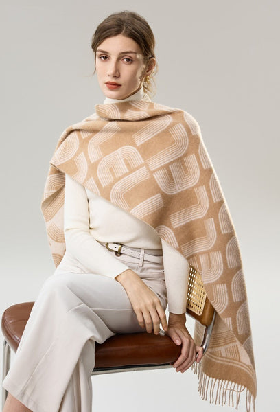 Elegant Scarf, Holiday Women Scarf, Cold Weather Scarf, Fashion Designer Scarf, Modern Wool Scarf, Warm Winter Scarf, Soft Cashmere Scarf for Women-Silvia Home Craft