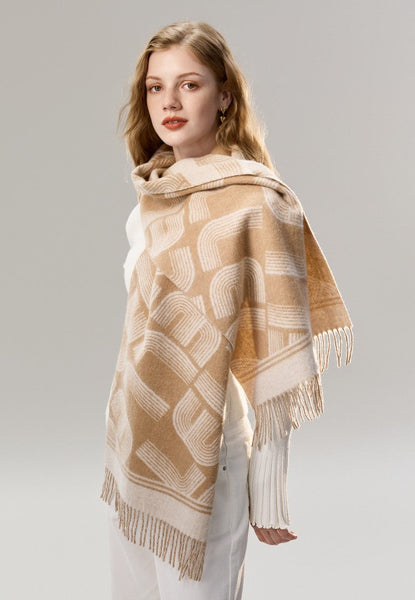 Elegant Scarf, Holiday Women Scarf, Cold Weather Scarf, Fashion Designer Scarf, Modern Wool Scarf, Warm Winter Scarf, Soft Cashmere Scarf for Women-Silvia Home Craft