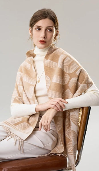 Elegant Scarf, Holiday Women Scarf, Cold Weather Scarf, Fashion Designer Scarf, Modern Wool Scarf, Warm Winter Scarf, Soft Cashmere Scarf for Women-Silvia Home Craft