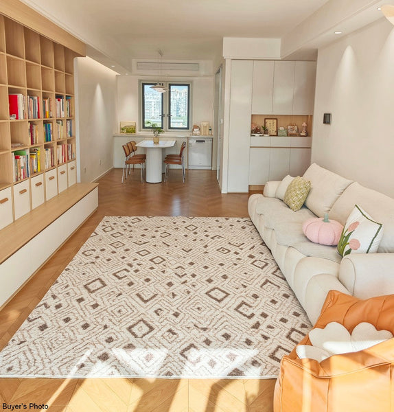 Contemporary Area Rugs for Bedroom, Geometric Modern Rugs for Dining Room, Dining Room Floor Carpets, Mid Century Modern Living Room Rugs-Silvia Home Craft