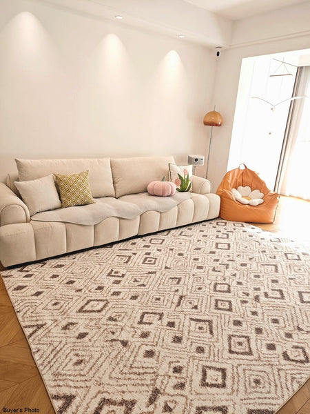 Contemporary Area Rugs for Bedroom, Geometric Modern Rugs for Dining Room, Dining Room Floor Carpets, Mid Century Modern Living Room Rugs-Silvia Home Craft