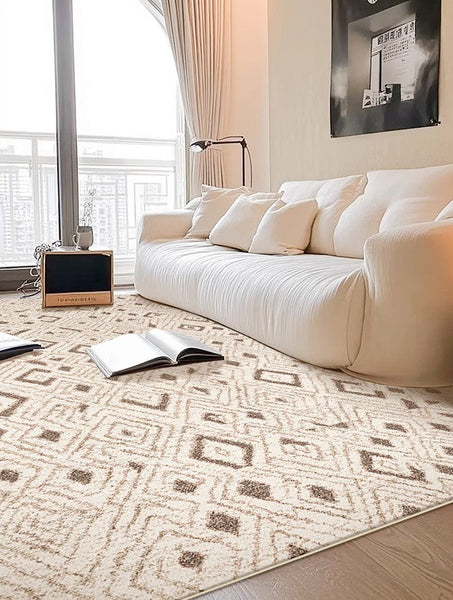 Contemporary Area Rugs for Bedroom, Geometric Modern Rugs for Dining Room, Dining Room Floor Carpets, Mid Century Modern Living Room Rugs-Silvia Home Craft