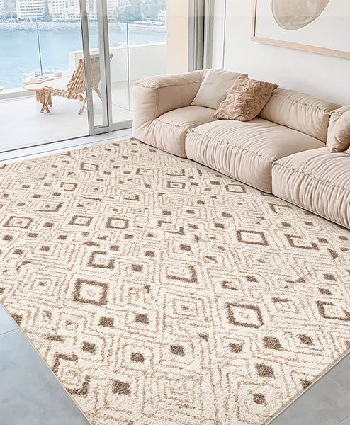 Geometric Modern Rugs for Dining Room, Contemporary Area Rugs for Bedroom, Dining Room Floor Carpets, Mid Century Modern Living Room Rugs-Silvia Home Craft