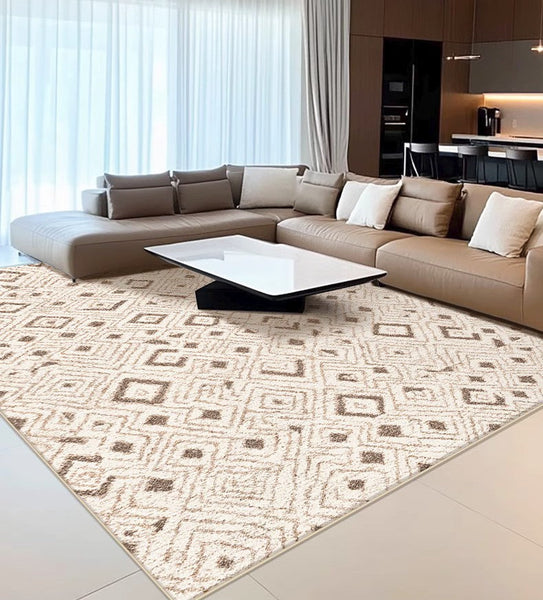 Contemporary Area Rugs for Bedroom, Geometric Modern Rugs for Dining Room, Dining Room Floor Carpets, Mid Century Modern Living Room Rugs-Silvia Home Craft