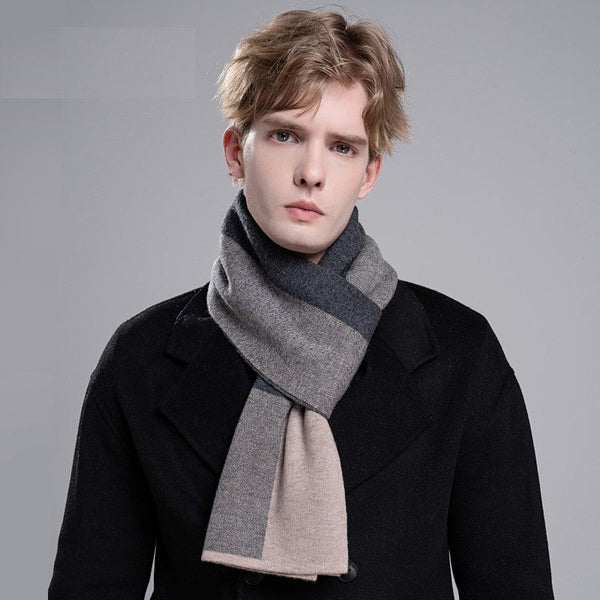 Men's Winter Scarf, Formal Men Scarf Styles, Thick Wool Scarf for Men, Modern Casual Scarf Men, Men's Wool Scarf Winter, Business Wool Scarf for Gentleman-Silvia Home Craft