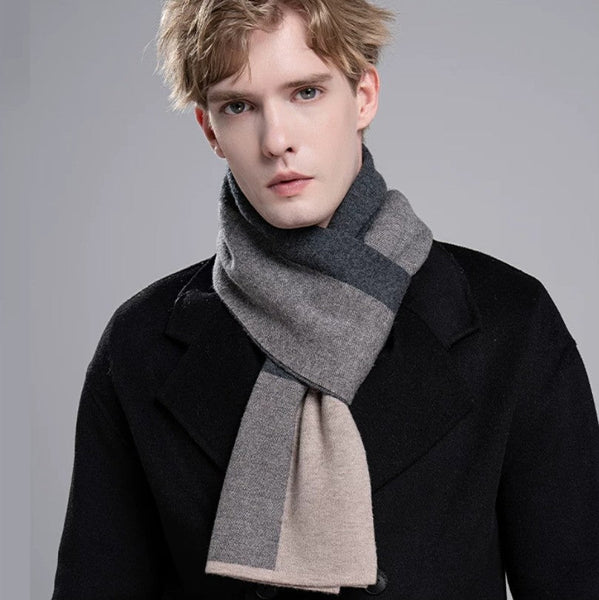 Men's Winter Scarf, Formal Men Scarf Styles, Thick Wool Scarf for Men, Modern Casual Scarf Men, Men's Wool Scarf Winter, Business Wool Scarf for Gentleman-Silvia Home Craft