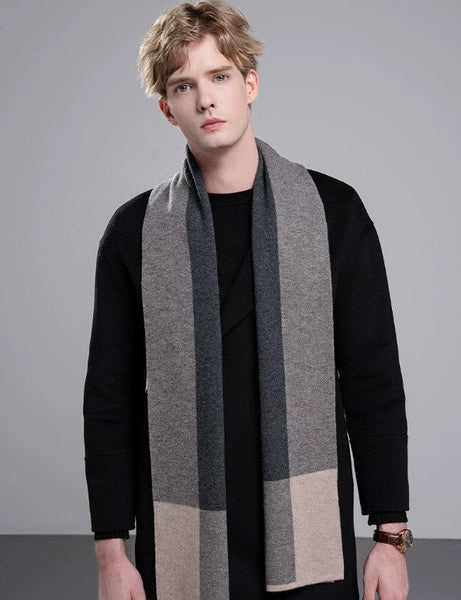 Men's Winter Scarf, Formal Men Scarf Styles, Thick Wool Scarf for Men, Modern Casual Scarf Men, Men's Wool Scarf Winter, Business Wool Scarf for Gentleman-Silvia Home Craft