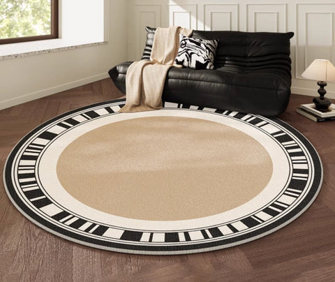Modern Rug Ideas for Living Room, Contemporary Round Rugs, Bedroom Modern Round Rugs, Circular Modern Rugs under Dining Room Table-Silvia Home Craft