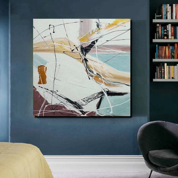 Simple Acrylic Paintings, Bedroom Modern Wall Art, Modern Contemporary Art, Large Painting Behind Sofa, Acrylic Canvas Painting-Silvia Home Craft