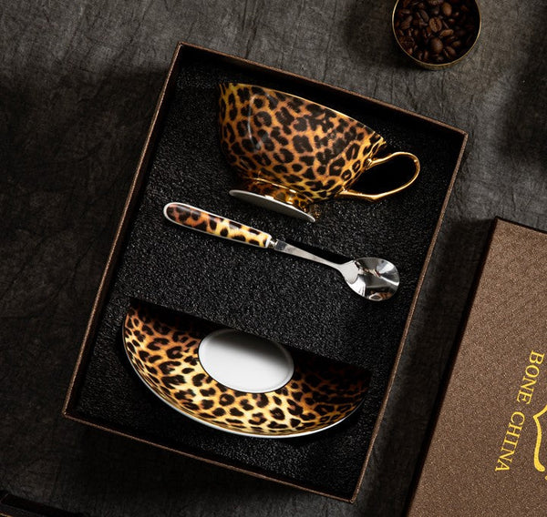 Modern Ceramic Cups, 7.8 oz Porcelain Tea Cup Saucer Set, Elegant Ceramic Coffee Cups, Unique Tea Cup and Saucer in Gift Box-Silvia Home Craft