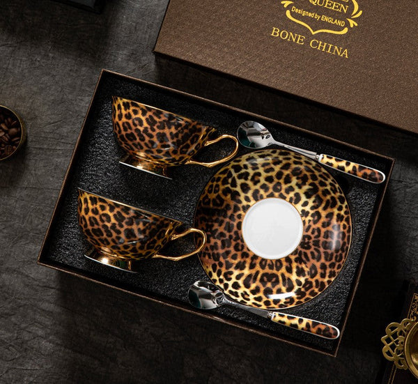 Creative Bone China Porcelain Tea Cup Set, Modern Ceramic Cups, Elegant Ceramic Coffee Cups, Unique Tea Cups and Saucers in Gift Box-Silvia Home Craft