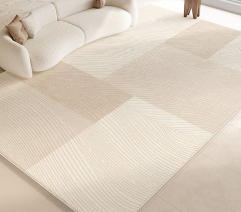 Bedroom Modern Rugs, Large Modern Rugs for Living Room, Dining Room Geometric Modern Rugs, Cream Color Contemporary Modern Rugs for Office-Silvia Home Craft