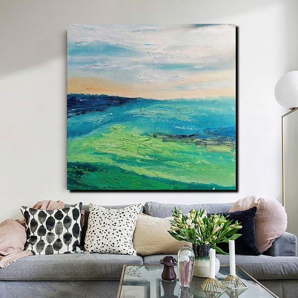 Landscape Acrylic Paintings, Abstract Landscape Painting, Modern Paintings for Living Room, Heavy Texture Painting, Large Painting Behind Sofa-Silvia Home Craft