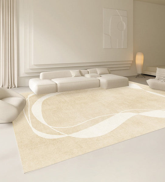 Thick Soft Modern Rugs for Living Room, Dining Room Modern Rugs, Cream Color Modern Living Room Rugs, Contemporary Rugs for Bedroom-Silvia Home Craft