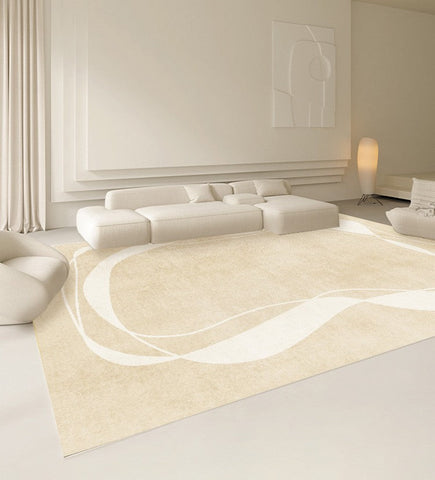 Dining Room Modern Rugs, Cream Color Modern Living Room Rugs, Thick Soft Modern Rugs for Living Room, Contemporary Rugs for Bedroom-Silvia Home Craft
