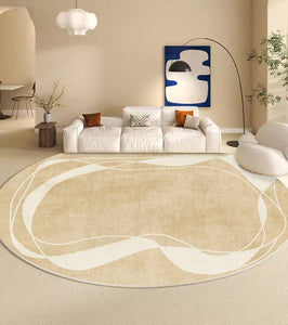 Thick Round Rugs under Coffee Table, Contemporary Modern Rug Ideas for Living Room, Modern Round Rugs for Dining Room, Circular Modern Rugs for Bedroom-Silvia Home Craft