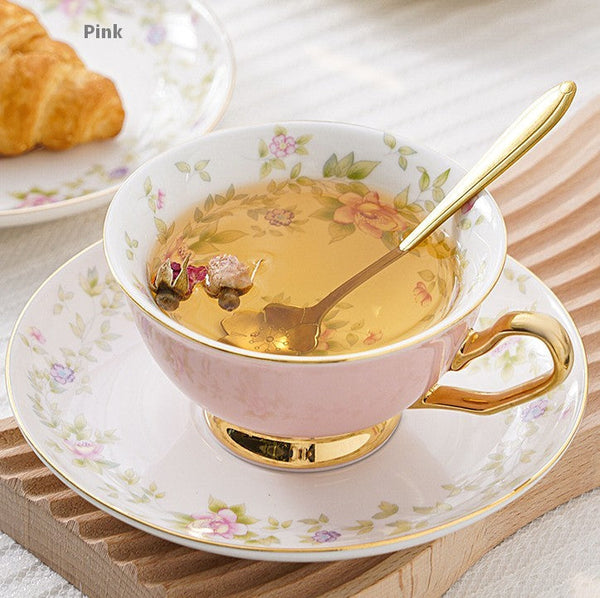 Elegant Ceramic Coffee Cups, Beautiful British Tea Cups, Unique Afternoon Tea Cups and Saucers in Gift Box, Royal Bone China Porcelain Tea Cup Set-Silvia Home Craft
