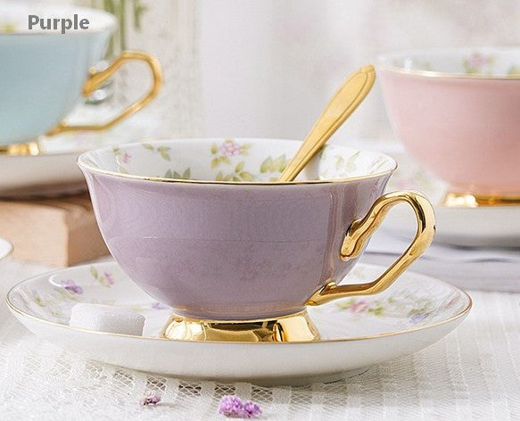 Elegant Ceramic Coffee Cups, Beautiful British Tea Cups, Unique Afternoon Tea Cups and Saucers in Gift Box, Royal Bone China Porcelain Tea Cup Set-Silvia Home Craft