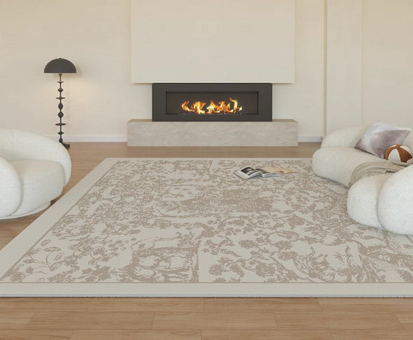 Contemporary Modern Rugs for Living Room, French Style Modern Rugs for Interior Design, Modern Rugs for Dining Room, Thick Soft Rugs under Coffee Table-Silvia Home Craft