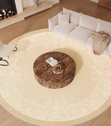 Circular Modern Rugs under Chairs, Bedroom Modern Round Rugs, Modern Rug Ideas for Living Room, Dining Room Contemporary Round Rugs-Silvia Home Craft