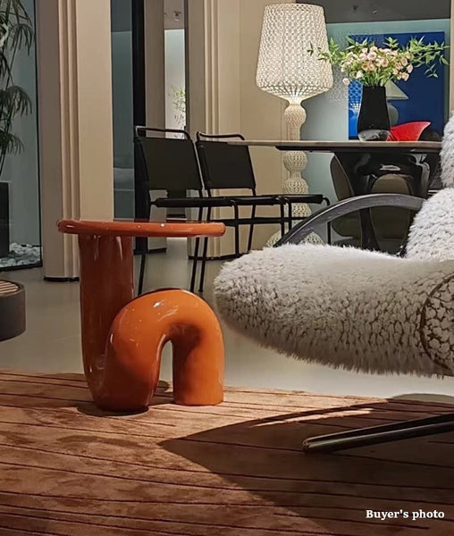 Contemporary Round Side Table, Minimalist Modern Occasional Table, Unique Small End Table, Portable Casual Side Table, Low Profile Sofa Table, Creative Coffee Table, Lightweight Indoor Outdoor Table, Contemporary Side Table