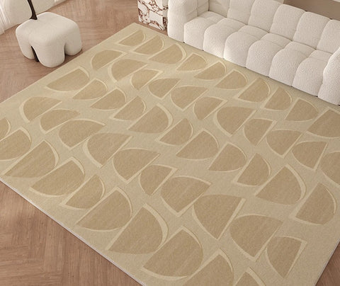 Abstract Geometric Modern Rugs, Modern Cream Rugs for Bedroom, Modern Rugs for Dining Room, Large Modern Rugs for Living Room-Silvia Home Craft