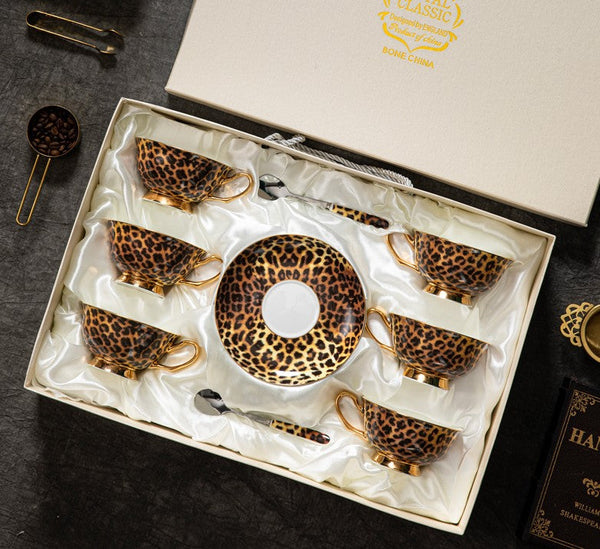 Creative Porcelain Tea Cup Saucer Set, Modern Ceramic Cups, 7.8 oz Ceramic Coffee Cups, Unique Tea Cup and Saucer in Gift Box-Silvia Home Craft