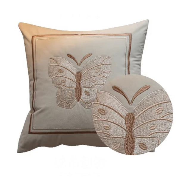 Decorative Pillow Arrangement Ideas for Couch, Modern Decorative Pillows for Bedroom, Embroidered Butterfly Pillow Covers, Large Decorative Throw Pillows for Living Room-Silvia Home Craft