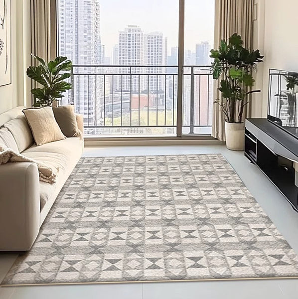 Large Gray Floor Rugs for Living Room, Dining Room Floor Rug, Modern Floor Rugs for Bedroom, Extra Large Geometric Modern Rugs for Office-Silvia Home Craft