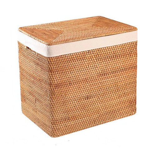 Large Rattan Storage Baskets, Storage Baskets for Bathroom, Rectangular Storage Baskets, Storage Basket with Lid, Storage Baskets for Clothes-Silvia Home Craft