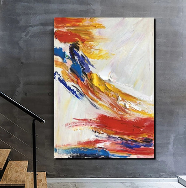 Living Room Wall Art Paintings, Acrylic Abstract Paintings Behind Sofa, Large Painting Behind Couch, Buy Abstract Painting Online, Simple Modern Art-Silvia Home Craft