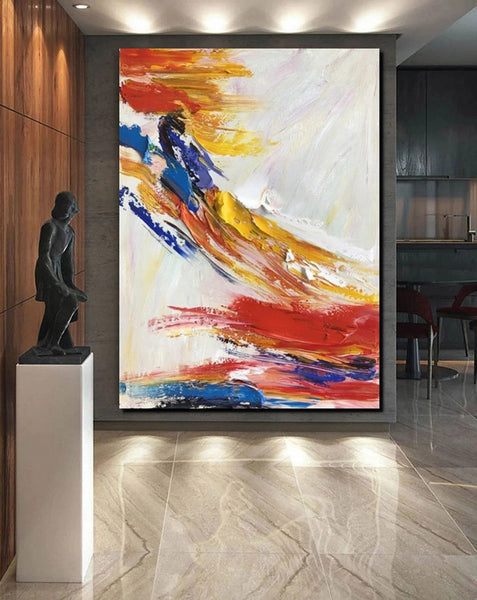 Living Room Wall Art Paintings, Acrylic Abstract Paintings Behind Sofa, Large Painting Behind Couch, Buy Abstract Painting Online, Simple Modern Art-Silvia Home Craft