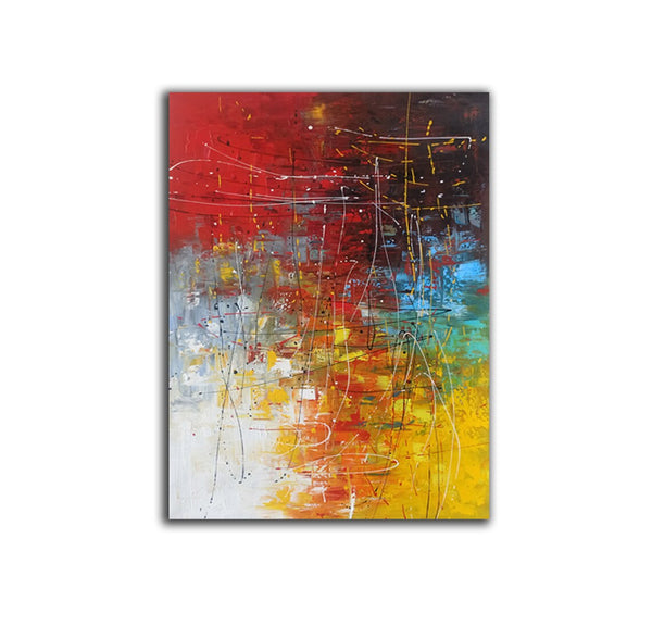 Contemporary Canvas Artwork, Large Modern Acrylic Painting, Red Abstract Wall Art Paintings, Modern Art for Dining Room, Hand Painted Wall Art Painting-Silvia Home Craft