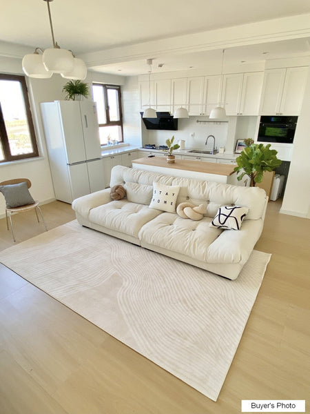 Cream Color Modern Living Room Rugs, Dining Room Modern Rugs, Thick Soft Floor Carpets for Living Room, Soft Contemporary Rugs for Bedroom-Silvia Home Craft