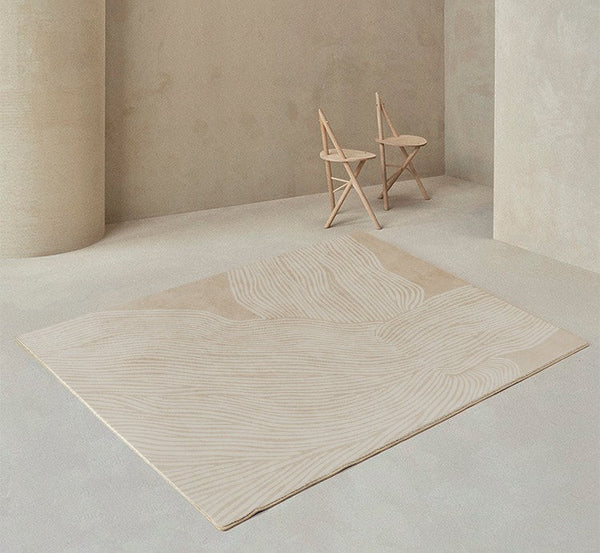 Cream Color Modern Living Room Rugs, Dining Room Modern Rugs, Thick Soft Floor Carpets for Living Room, Soft Contemporary Rugs for Bedroom-Silvia Home Craft