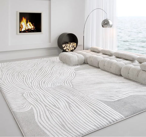 Modern Living Room Rugs, Grey Thick Soft Modern Rugs for Living Room, Dining Room Modern Rugs, Contemporary Rugs for Bedroom-Silvia Home Craft